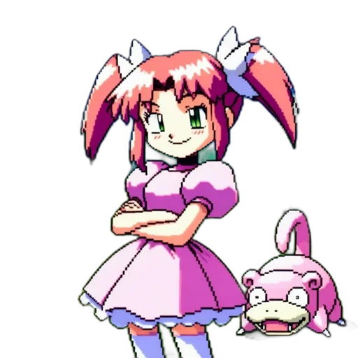 dress, staff, creature, weapon, pixel art, anime, vaporwave, cartoon transparent PNG cut-out