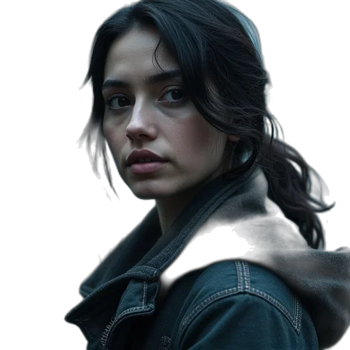 jacket, face, weapon, photorealistic transparent PNG cut-out