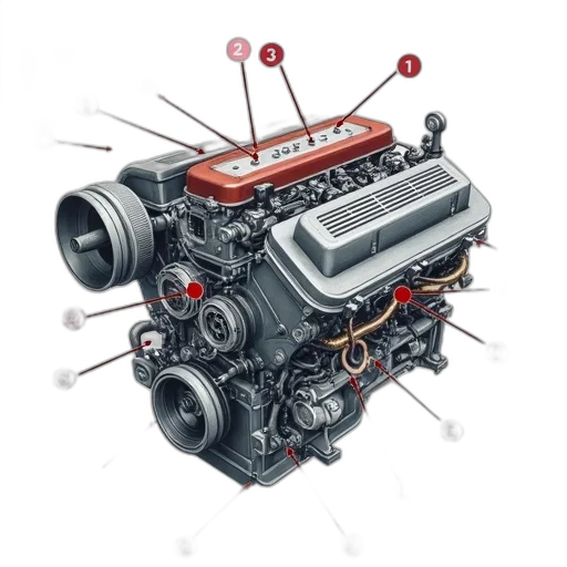 car, weapon, concept art, detailed, illustration, engine, various, components transparent PNG cut-out