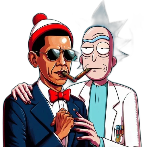 staff, cartoon, concept art, comic book art, two, animated, characters, appear transparent PNG cut-out