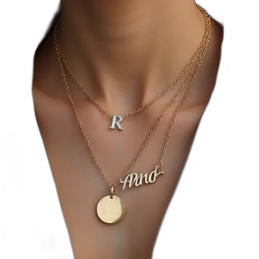 jewelry, crown, 3d render, necklace, two, pendants, word, rnd transparent PNG cut-out