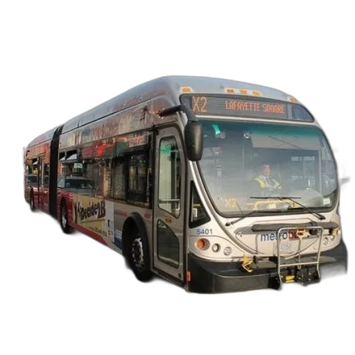 3d render, photorealistic, concept art, bus, destination, lafayette, square, front transparent PNG cut-out