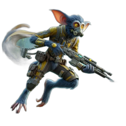 staff, weapon, creature, animal, concept art, fantasy art, cyberpunk, 3d render transparent PNG cut-out