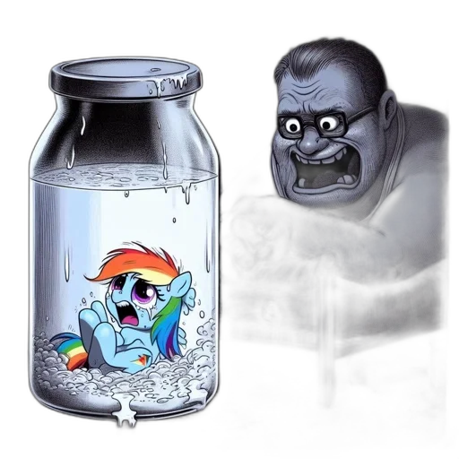 bottle, creature, mask, concept art, 3d render, vaporwave, comic book art, underwater transparent PNG cut-out
