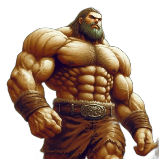 animal, fantasy art, concept art, comic book art, photorealistic, colossal, muscular, man transparent PNG cut-out