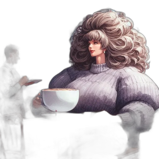 hair, creature, robot, dress, concept art, fantasy art, 3d render, anime transparent PNG cut-out