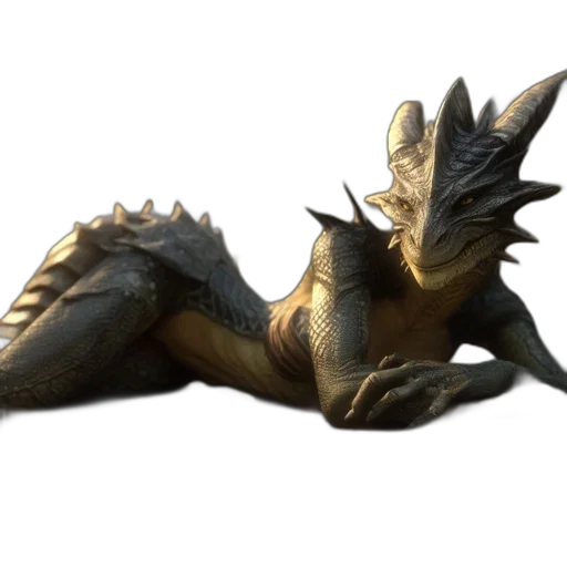 dragon, creature, animal, weapon, concept art, 3d render, fantasy art, golden transparent PNG cut-out