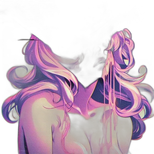 mask, hair, dress, face, vaporwave, anime, fantasy art, watercolor transparent PNG cut-out