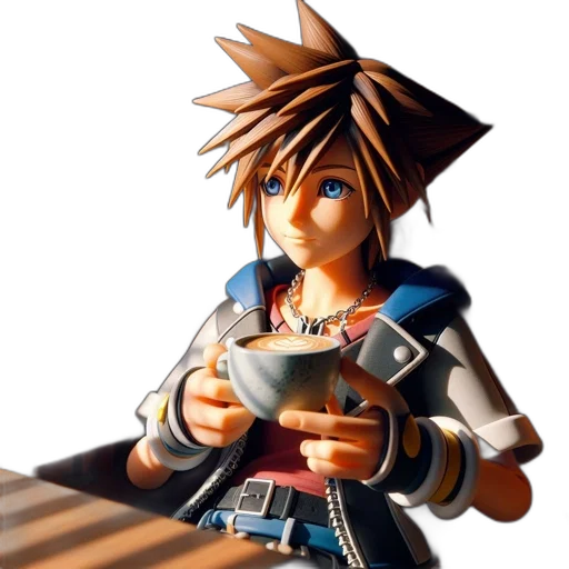 food, staff, 3d render, concept art, pixel art, photorealistic, coffee-drinking, character transparent PNG cut-out