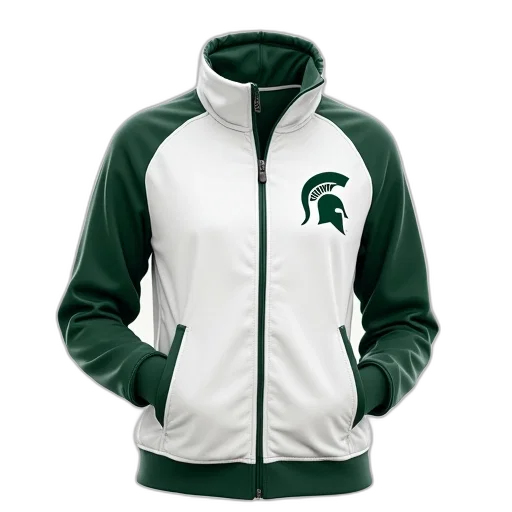 jacket, green, women, white, michigan, state, spartans, color transparent PNG cut-out