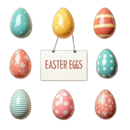 collection, colorful, easter, egg, designs, eggs, label, center transparent PNG cut-out