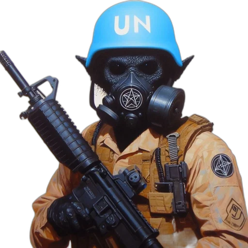 mask, weapon, jacket, staff, concept art, armed, soldier, beige transparent PNG cut-out