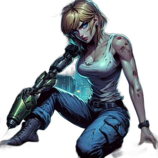 weapon, cyberpunk, concept art, comic book art, fantasy art, blue, green, dark transparent PNG cut-out