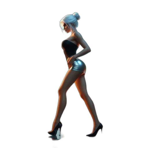 dress, robot, staff, weapon, concept art, 3d render, pixel art, fantasy art transparent PNG cut-out