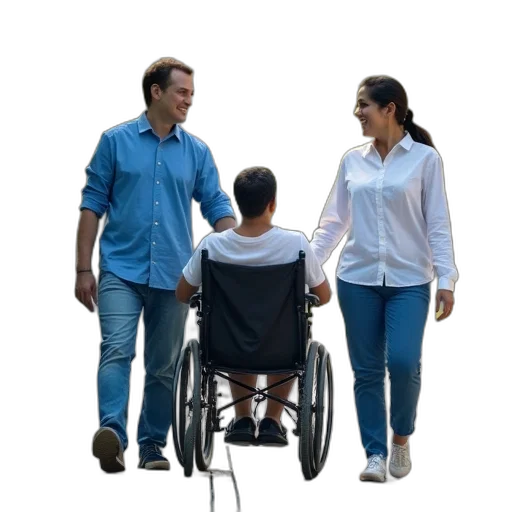 staff, umbrella, furniture, man, blue, shirt, woman, white transparent PNG cut-out