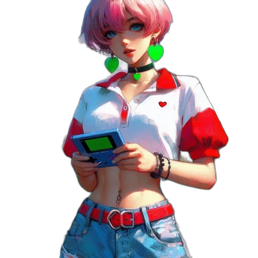 jacket, staff, weapon, robot, vaporwave, concept art, pixel art, cyberpunk transparent PNG cut-out