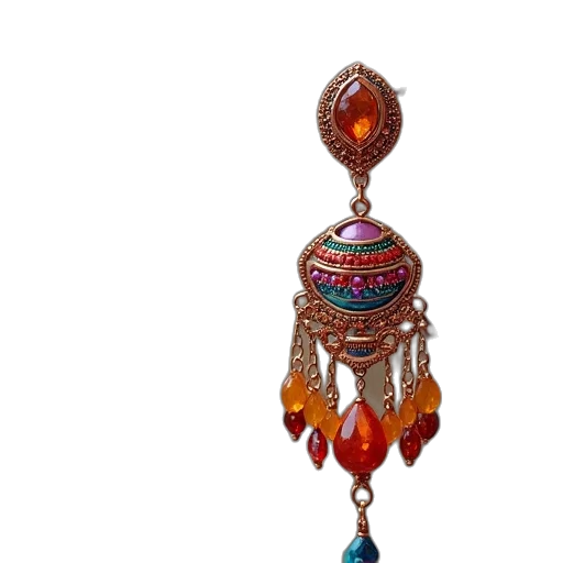 jewelry, crown, staff, 3d render, multi, colored, dangler, earrings transparent PNG cut-out