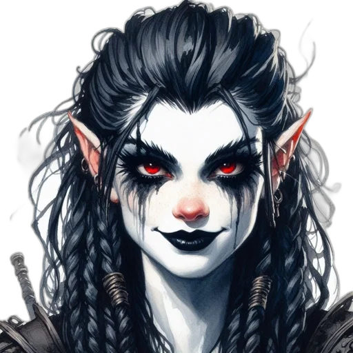 face, fantasy art, concept art, comic book art, pixel art, dark, female, character transparent PNG cut-out