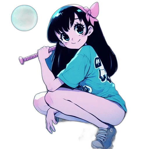 staff, weapon, dress, creature, vaporwave, anime, cartoon, pixel art transparent PNG cut-out