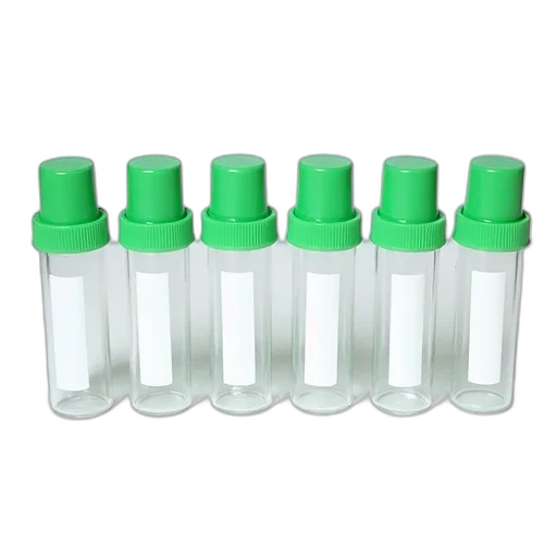 bottle, green, set, seven, clear, plastic, pill, containers transparent PNG cut-out