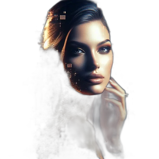 face, mask, jewelry, robot, photorealistic, concept art, fantasy art, 3d render transparent PNG cut-out