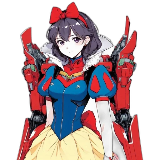 weapon, robot, dress, crown, anime, concept art, cartoon, pixel art transparent PNG cut-out