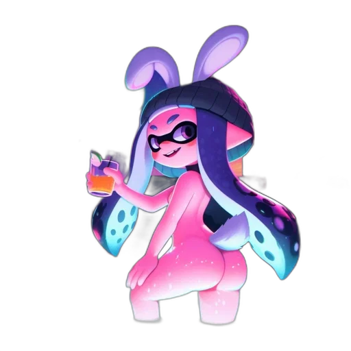 creature, animal, dress, staff, concept art, vaporwave, 3d render, cartoon transparent PNG cut-out