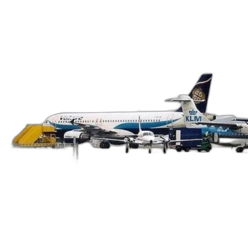 3d render, klm, airplane, parked, tarmac, airport transparent PNG cut-out