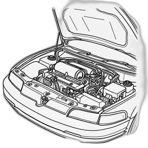 car, pencil sketch, concept art, cartoon transparent PNG cut-out