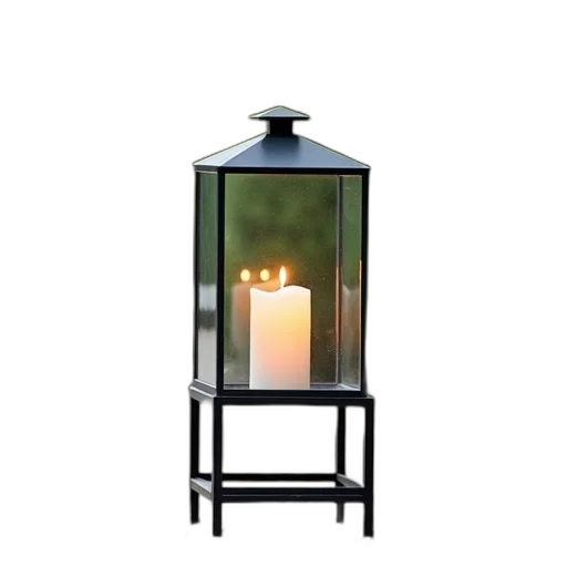 furniture, 3d render, fire, modern, glass, lantern, lit, candle transparent PNG cut-out
