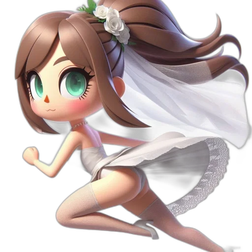 dress, staff, creature, concept art, pixel art, 3d render, anime, bride-like transparent PNG cut-out