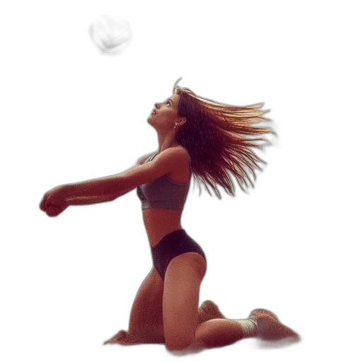 hair, photorealistic, 3d render, concept art, underwater, female, volleyball, player transparent PNG cut-out