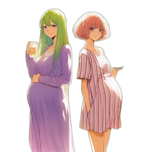 dress, concept art, watercolor, vaporwave, anime, green, pastel, colorful transparent PNG cut-out
