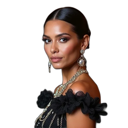 jewelry, crown, dress, face, photorealistic, oil painting, olivia, lopez transparent PNG cut-out