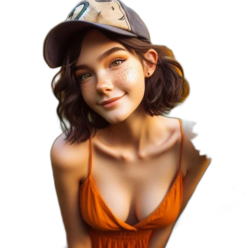 hat, face, dress, jewelry, photorealistic, fantasy art, cartoon, oil painting transparent PNG cut-out
