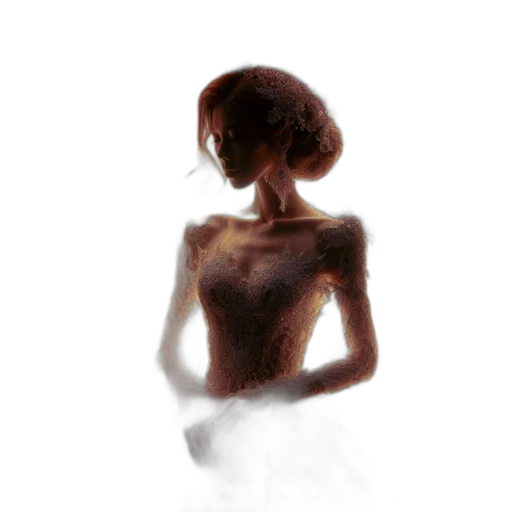 dress, hair, creature, robot, concept art, fantasy art, 3d render, photorealistic transparent PNG cut-out