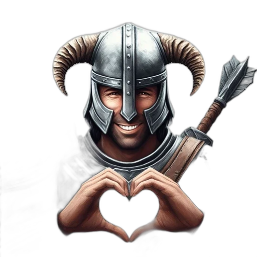 fantasy art, pixel art, concept art, 3d render, knight, horned, helmet, wife transparent PNG cut-out