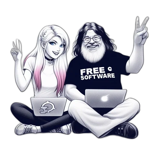 cartoon, vaporwave, two, animated, characters, sit, side-by-side, blond transparent PNG cut-out
