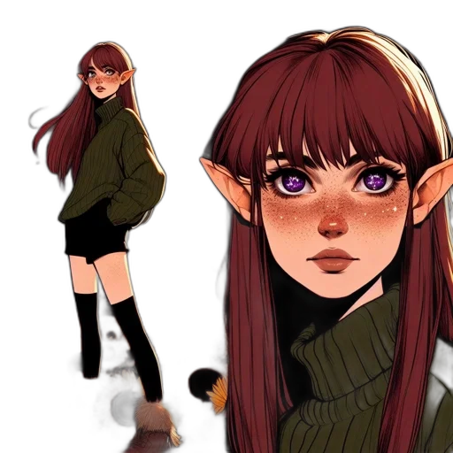 creature, jacket, face, fantasy art, concept art, anime, pixel art, dark transparent PNG cut-out