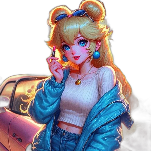 jacket, car, weapon, robot, vaporwave, anime, pixel art, concept art transparent PNG cut-out