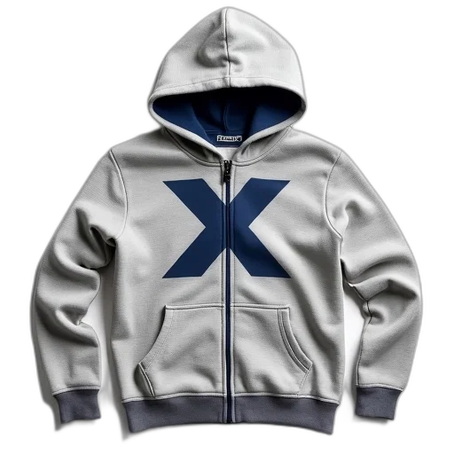 jacket, 3d render, grey, hoodie, navy, blue, zipper, stylized transparent PNG cut-out