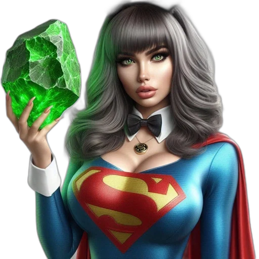 jewelry, fantasy art, comic book art, concept art, pixel art, green, silver-haired, female transparent PNG cut-out