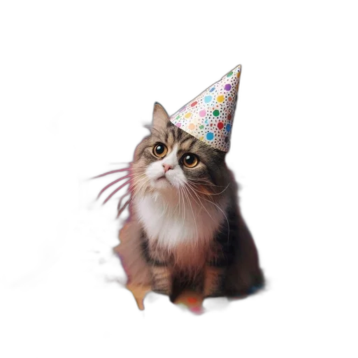hat, crown, animal, staff, 3d render, cat, wears, colorful transparent PNG cut-out
