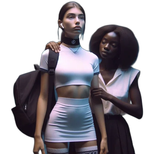 dress, jacket, concept art, 3d render, cyberpunk, neon lights, pastel, monochrome transparent PNG cut-out