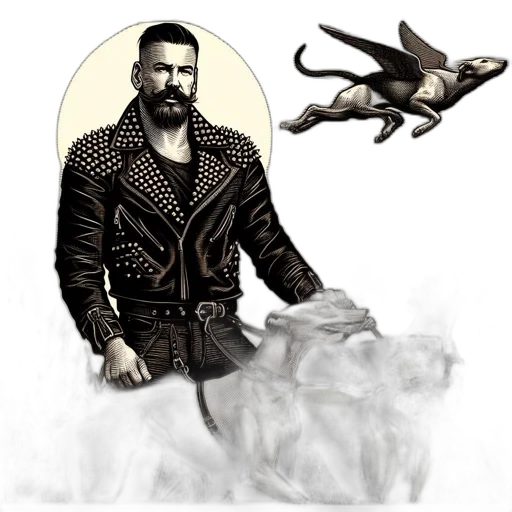 jacket, dragon, concept art, fantasy art, comic book art, photorealistic, fire, man transparent PNG cut-out