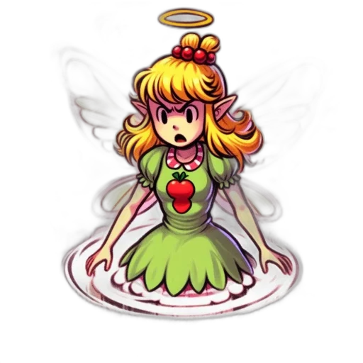 staff, crown, dress, pixel art, concept art, fantasy art, cartoon, fairy transparent PNG cut-out