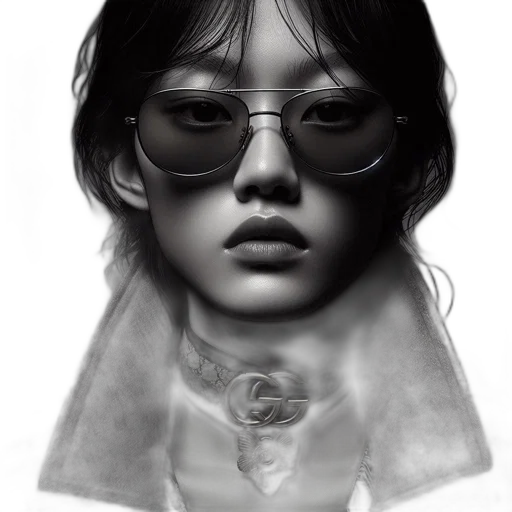 face, mask, jacket, photorealistic, cyberpunk, concept art, fantasy art, monochrome transparent PNG cut-out