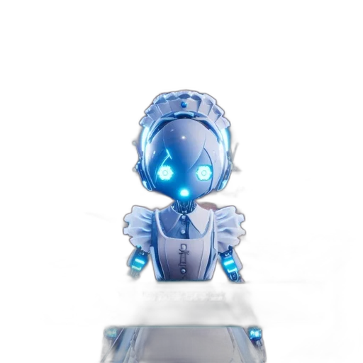 robot, creature, staff, weapon, 3d render, concept art, cyberpunk, vaporwave transparent PNG cut-out