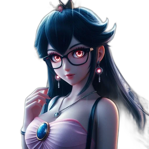 dress, staff, crown, jewelry, anime, fantasy art, concept art, pixel art transparent PNG cut-out
