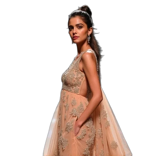 dress, photorealistic, earth tones, anika, gupta, walk, ramp, lakm transparent PNG cut-out